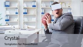  Presentation with virtual reality therapy - Beautiful PPT layouts featuring sports waste - businessman playing virtual reality football backdrop and a light gray colored foreground