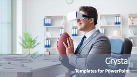  Presentation with virtual reality therapy - Amazing presentation design having sports waste - businessman playing virtual reality football backdrop and a ocean colored foreground