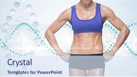  Presentation with sports wear - Slide deck consisting of sports wear against dna structure background and a sky blue colored foreground