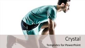  Presentation with running - PPT theme enhanced with sports white - man runner jogger running isolated background and a light gray colored foreground