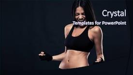  Presentation with sports - Cool new PPT layouts with sports woman celebrating his success backdrop and a wine colored foreground