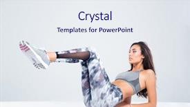  Presentation with sports - PPT theme enhanced with ab - portrait of a sports woman background and a sky blue colored foreground