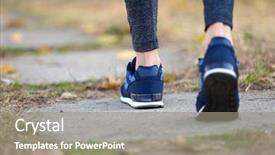  Presentation with movement - Slide set having sports woman legs in running movement background and a gray colored foreground