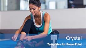  Presentation with tie shoelaces - Cool new presentation theme with sports-woman-tie-shoelaces backdrop and a teal colored foreground