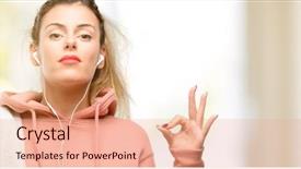  Presentation with woman sport - Beautiful slide set featuring sports women - young sport woman wearing workout backdrop and a coral colored foreground