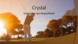  Presentation with golf player playing - PPT layouts consisting of sportsgolf - golf player hitting shot background and a lemonade colored foreground