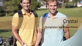  Presentation with two men on a judo - Amazing slide set having sportsgolf - two men enjoying game backdrop and a yellow colored foreground