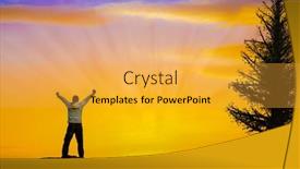  Presentation with mountain top - Presentation design having sportsman-at-the-top background and a yellow colored foreground