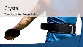  Presentation with discus throw - Audience pleasing presentation theme consisting of sportsman chest practising discus throw backdrop and a lemonade colored foreground