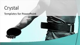  Presentation with discus throw - Slides having sportsman chest practising discus throw background and a white colored foreground