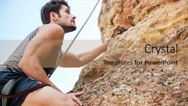  Presentation with rock climbing - Theme enhanced with sportsman climbing up a rock background and a  colored foreground