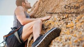  Presentation with rock climbing - PPT layouts enhanced with sportsman climbing up a rock background and a  colored foreground