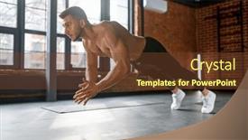  Presentation with exercise - Theme consisting of sportsman-doing-clapping-push-ups background and a tawny brown colored foreground