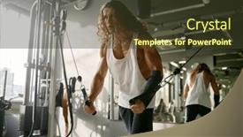  Presentation with exercises - PPT layouts consisting of sportsman-doing-exercises-with-expander background and a tawny brown colored foreground