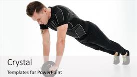  Presentation with physical fitness - Colorful slide set enhanced with sportsman doing exercises with fitness backdrop and a white colored foreground