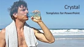  Presentation with benefits of drinking water - Amazing slides having sportsman drinking water after sporting backdrop and a  colored foreground