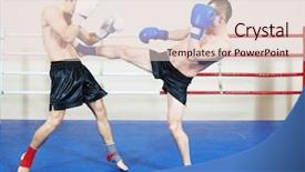  Presentation with thai boxing - Amazing presentation theme having sportsman fighting at training boxing backdrop and a lemonade colored foreground