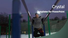  Presentation with graduation black graduate hat - Cool new PPT theme with sportsman in black hat pull backdrop and a  colored foreground