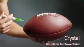  Presentation with pink disco ball - Cool new PPT theme with sportsman injecting ball with steroids backdrop and a wine colored foreground