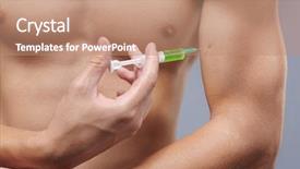  Presentation with closeup details of thai rice - Cool new PPT theme with sportsman injecting himself with steroids backdrop and a  colored foreground