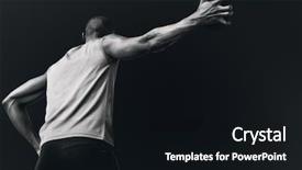  Presentation with discus throw - Presentation theme with sportsman is practising discus throw background and a  colored foreground