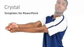  Presentation with volleyball - Colorful theme enhanced with sportsman posing while playing volleyball on white background backdrop and a white colored foreground