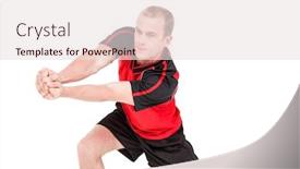  Presentation with volleyball - PPT theme consisting of sportsman posing while playing volleyball on white background background and a sky blue colored foreground