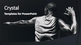  Presentation with discus throw - Presentation design having sportsman practising discus throw background and a dark gray colored foreground