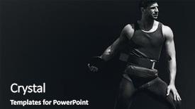  Presentation with discus throw - Cool new presentation theme with sportsman practising discus throw backdrop and a  colored foreground