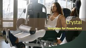  Presentation with flexing - PPT layouts with sportsman-pumping-muscle-exercising background and a tawny brown colored foreground