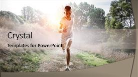  Presentation with running race - PPT theme featuring sportsman running race mixed media background and a  colored foreground