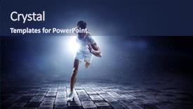  Presentation with running race - PPT theme having sportsman running race mixed media background and a ocean colored foreground