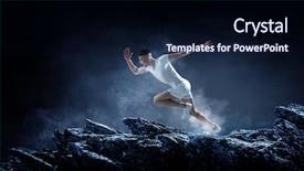  Presentation with running race - Slide set consisting of sportsman running race mixed media background and a  colored foreground