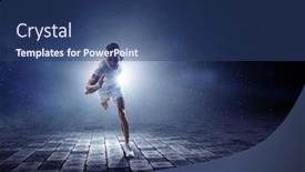  Presentation with running race - Audience pleasing slide deck consisting of sportsman-running-race-mixed-media backdrop and a ocean colored foreground