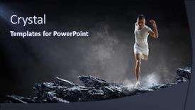  Presentation with running race - Colorful slide deck enhanced with sportsman-running-race-mixed-media backdrop and a wine colored foreground