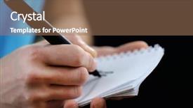  Presentation with notebook - Presentation theme with sportsman signing autograph on small background and a coral colored foreground