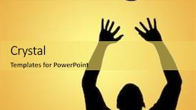  Presentation with volleyball - Audience pleasing PPT layouts consisting of sportsman throwing volleyball while playing against yellow vignette backdrop and a yellow colored foreground