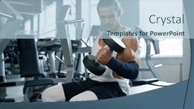  Presentation with exercises - Theme consisting of sportsman-training-with-biceps background and a light blue colored foreground