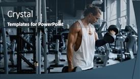  Presentation with exercises - Presentation design having sportsman-training-with-biceps background and a tawny brown colored foreground