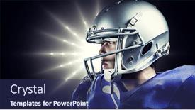  Presentation with spotlight - PPT layouts enhanced with sportsman wearing helmet looking away against spotlight background and a navy blue colored foreground