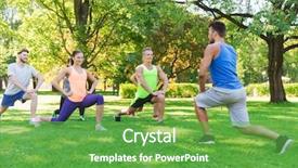  Presentation with healthy lifestyle - Presentation design with sportsmen exercising and doing lung background and a shamrock green colored foreground