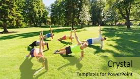  Presentation with healthy lifestyle - Presentation theme enhanced with sportsmen exercising at boot camp background and a yellow colored foreground