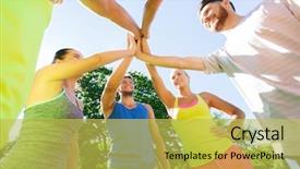  Presentation with healthy lifestyle - Slides enhanced with sportsmen making high five background and a yellow colored foreground