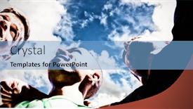  Presentation with sky blue - PPT theme with sportsmen-with-arms-around-each background and a light blue colored foreground