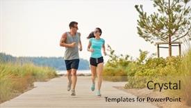  Presentation with womens fitness clothing - Colorful PPT theme enhanced with sportswear - fitness sport and lifestyle concept backdrop and a coral colored foreground