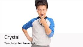  Presentation with whistle - Slides enhanced with sportswear blowing a whistle background and a light gray colored foreground