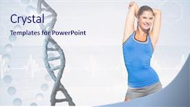  Presentation with dna structure - Presentation theme with sportswear by dna structure background and a sky blue colored foreground
