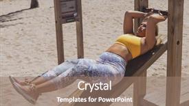  Presentation with sportswear - Colorful presentation theme enhanced with sportswear doing abs exercise backdrop and a coral colored foreground