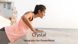  Presentation with fitness - Slide set featuring sportswear doing exercises outdoors push background and a  colored foreground