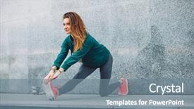  Presentation with fashion shoes - PPT layouts with sportswear doing yoga fitness exercise background and a seafoam green colored foreground